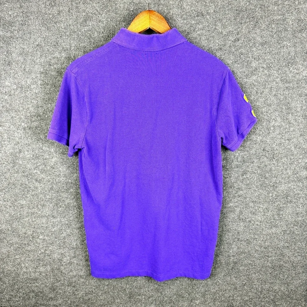 Polo Ralph Lauren Big Pony Custom Slim Fit Polo Shirt Purple Yellow Medium M